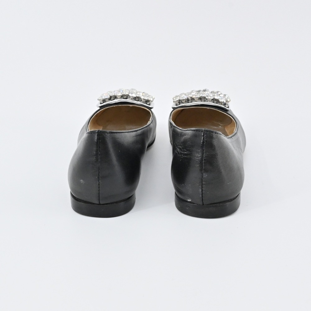 Kate Spade Rhinestone Flats Womens Sz 6.5B Black Leather Embellished Ballet Chic - Picture 4 of 10